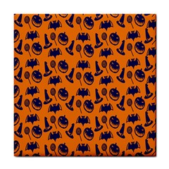 Witch Hat Pumpkin Candy Helloween Blue Orange Tile Coasters