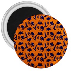 Witch Hat Pumpkin Candy Helloween Blue Orange 3  Magnets by Alisyart