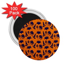 Witch Hat Pumpkin Candy Helloween Blue Orange 2 25  Magnets (100 Pack)  by Alisyart