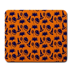 Witch Hat Pumpkin Candy Helloween Blue Orange Large Mousepads by Alisyart