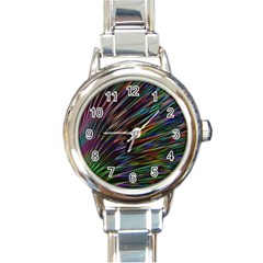 Texture Colorful Abstract Pattern Round Italian Charm Watch