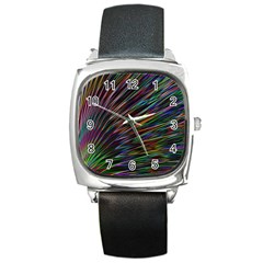 Texture Colorful Abstract Pattern Square Metal Watch