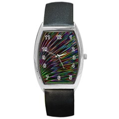 Texture Colorful Abstract Pattern Barrel Style Metal Watch