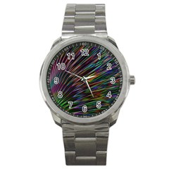 Texture Colorful Abstract Pattern Sport Metal Watch