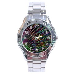 Texture Colorful Abstract Pattern Stainless Steel Analogue Watch