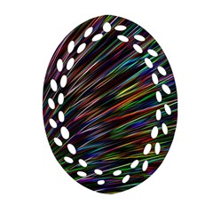 Texture Colorful Abstract Pattern Oval Filigree Ornament (Two Sides)