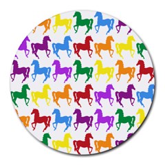 Colorful Horse Background Wallpaper Round Mousepads