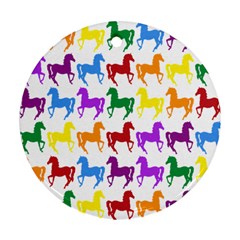 Colorful Horse Background Wallpaper Ornament (Round)