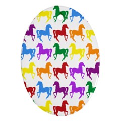 Colorful Horse Background Wallpaper Ornament (Oval)