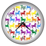 Colorful Horse Background Wallpaper Wall Clocks (Silver)  Front