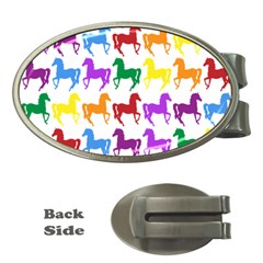 Colorful Horse Background Wallpaper Money Clips (Oval) 
