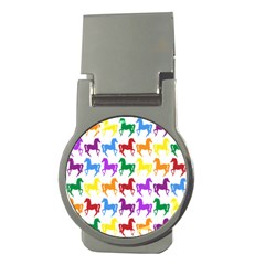 Colorful Horse Background Wallpaper Money Clips (Round) 