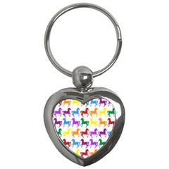 Colorful Horse Background Wallpaper Key Chains (Heart) 