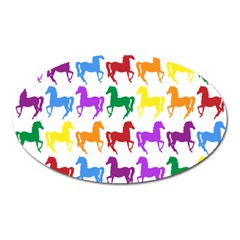 Colorful Horse Background Wallpaper Oval Magnet