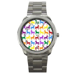 Colorful Horse Background Wallpaper Sport Metal Watch