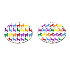 Colorful Horse Background Wallpaper Cufflinks (Oval)