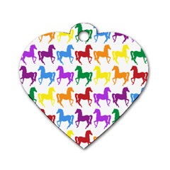 Colorful Horse Background Wallpaper Dog Tag Heart (Two Sides)