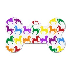 Colorful Horse Background Wallpaper Dog Tag Bone (One Side)