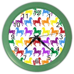 Colorful Horse Background Wallpaper Color Wall Clocks