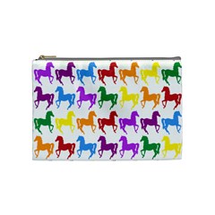 Colorful Horse Background Wallpaper Cosmetic Bag (Medium) 