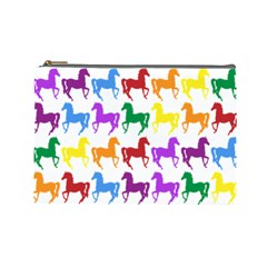 Colorful Horse Background Wallpaper Cosmetic Bag (Large) 