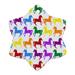Colorful Horse Background Wallpaper Snowflake Ornament (Two Sides)