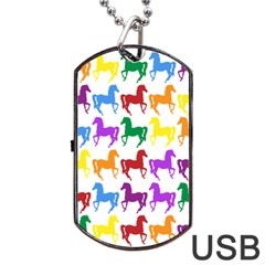 Colorful Horse Background Wallpaper Dog Tag USB Flash (One Side)
