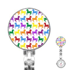 Colorful Horse Background Wallpaper Stainless Steel Nurses Watch