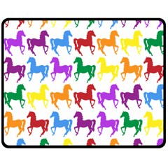 Colorful Horse Background Wallpaper Double Sided Fleece Blanket (Medium) 