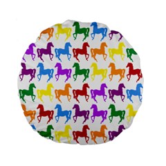 Colorful Horse Background Wallpaper Standard 15  Premium Flano Round Cushions