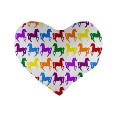 Colorful Horse Background Wallpaper Standard 16  Premium Flano Heart Shape Cushions