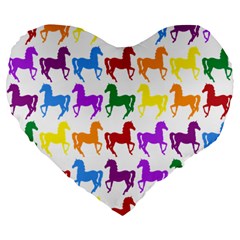 Colorful Horse Background Wallpaper Large 19  Premium Flano Heart Shape Cushions
