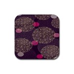 Twig Surface Design Purple Pink Gold Circle Rubber Coaster (Square)  Front