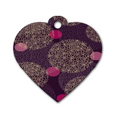 Twig Surface Design Purple Pink Gold Circle Dog Tag Heart (one Side) by Alisyart