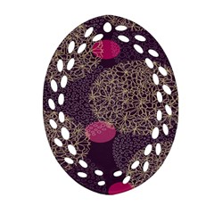 Twig Surface Design Purple Pink Gold Circle Oval Filigree Ornament (two Sides)