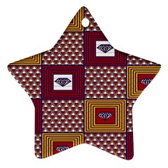 African Fabric Diamon Chevron Yellow Pink Purple Plaid Ornament (star)