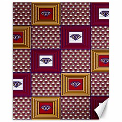 African Fabric Diamon Chevron Yellow Pink Purple Plaid Canvas 16  X 20   by Alisyart