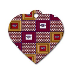 African Fabric Diamon Chevron Yellow Pink Purple Plaid Dog Tag Heart (one Side) by Alisyart