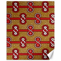 African Fabric Iron Chains Red Purple Pink Canvas 11  X 14  