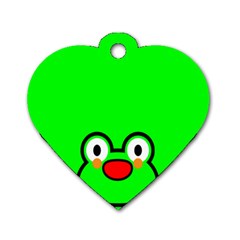 Animals Frog Face Green Dog Tag Heart (two Sides)