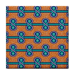 African Fabric Iron Chains Blue Orange Tile Coasters by Alisyart