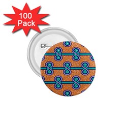 African Fabric Iron Chains Blue Orange 1 75  Buttons (100 Pack) 