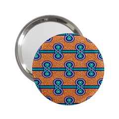 African Fabric Iron Chains Blue Orange 2 25  Handbag Mirrors by Alisyart