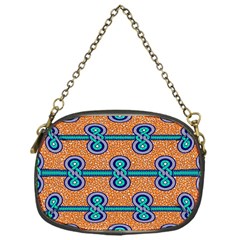 African Fabric Iron Chains Blue Orange Chain Purses (one Side)  by Alisyart