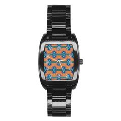 African Fabric Iron Chains Blue Orange Stainless Steel Barrel Watch by Alisyart