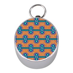 African Fabric Iron Chains Blue Orange Mini Silver Compasses