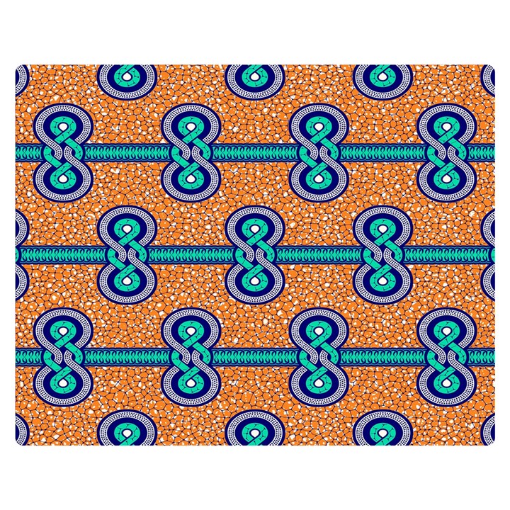 African Fabric Iron Chains Blue Orange Double Sided Flano Blanket (Medium) 