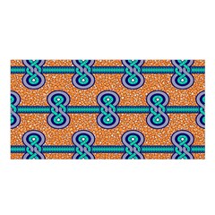 African Fabric Iron Chains Blue Orange Satin Shawl