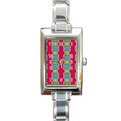 African Fabric Iron Chains Red Yellow Blue Grey Rectangle Italian Charm Watch