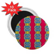 African Fabric Iron Chains Red Yellow Blue Grey 2 25  Magnets (10 Pack) 